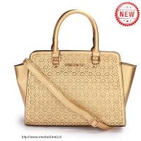 michael kors selma monogram saffiano groot goud bakken Roermond Online onm1o995